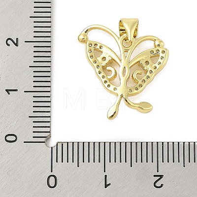 Butterfly Rack Plating Brass Micro Pave Cubic Zirconia Pendants KK-Z074-72G-1