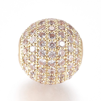 CZ Jewelry Brass Micro Pave Cubic Zirconia Round Beads X-ZIRC-M024-06G-1