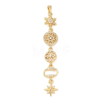 Tassel Brass Micro Pave Clear Cubic Zirconia Big Pendants KK-L271-01G-06-1