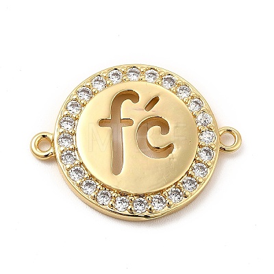 Eco-Friendly Rack Plating Brass Micro Pave Clear Cubic Zirconia Connector Charms KK-F847-03G-1