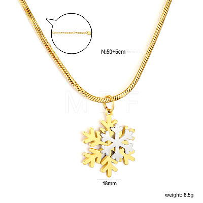 Duo Tone 304 Stainless Steel Christmas Snowflake Pendant Necklaces WGCD618-02-1