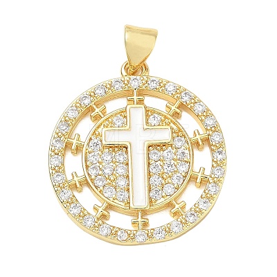 Religion Cross Brass Micro Pave Clear Cubic Zirconia Pendants CU-CBA83A6-03A-G02-1