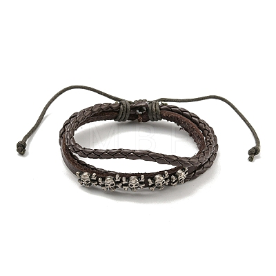 PU Imitation Leather Braided Cord Bracelets BJEW-P329-02AS-1