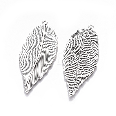 Tibetan Style Alloy Leaf Large Pendants LS-TIBEP-S607-AS-LF-1