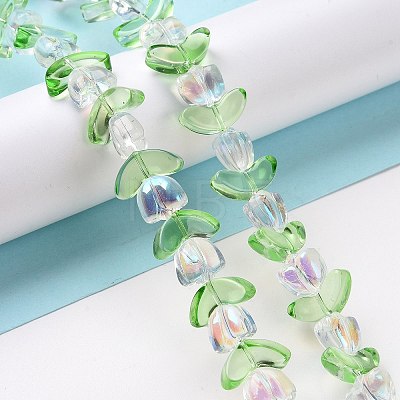 Electroplate Transparent Glass Beads Strands LAMP-H061-02G-1