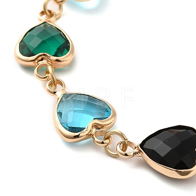 Colorful Glass Link Chain Bracelets BJEW-B075-09-1