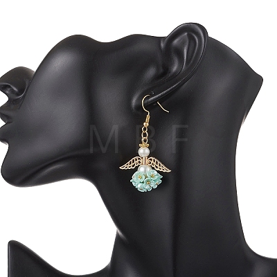 Resin Imitation Pearl Angel Dangle Earrings EJEW-JE06729-1