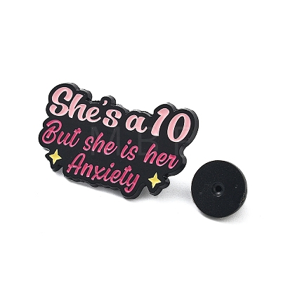 Word She's a 10 But She is Hen Anxiety Emamel Pins JEWB-M065-03C-1