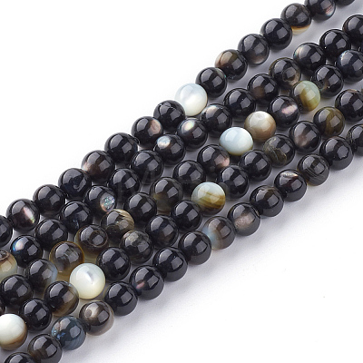 Natural Black Lip Shell Bead Strands X-SSHEL-Q298-02-1