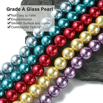 Eco-Friendly Glass Pearl Bead Strands HY-A008-14mm-M-1