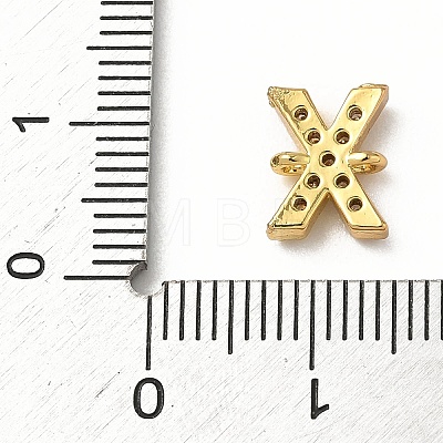 Brass Micro Pave Clear Cubic Zirconia Letter Links Connector Charms KK-I382-07G-X-1