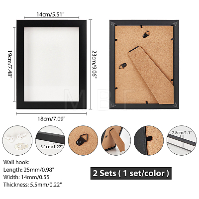 ARRICRAFT 2 Sets 2 Color Natural Wood Photo Frames DIY-AR0001-45-1