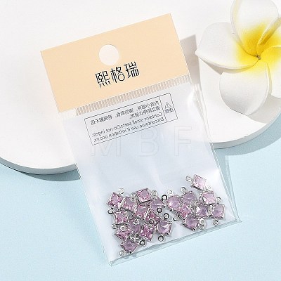 SHEGRACE Brass Pave Cubic Zirconia Square Connector Charms XGRQ2O264-440E-P-1