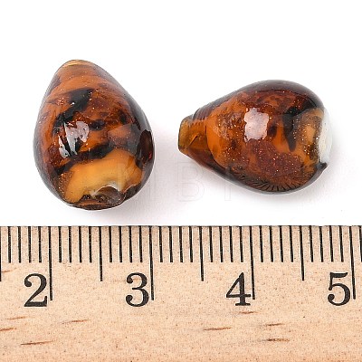 Handmade Gold Sand Lampwork Beads Strands LAMP-Q045-08A-03-1