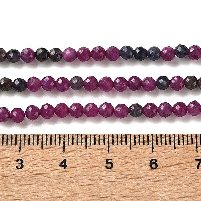 Natural Red Corundum/Ruby and Sapphire Beads Strands G-Z150-A03-3mm-1