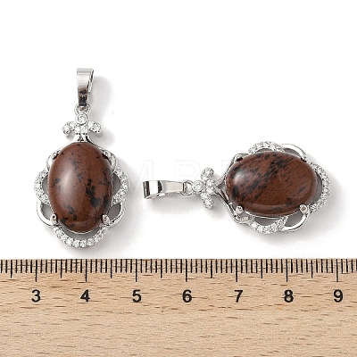 Natural Mahogany Obsidian Oval Pendants G-NH0025-15P-22-1