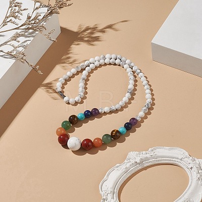Natural & Synthetic Mixed Gemstone Graduated Beaded Necklace for Women NJEW-JN04187-1