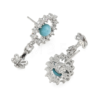 Brass Pave Cubic Zirconia Stud Earring Findings KK-C172-15P-1