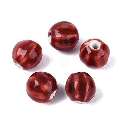 Vintage Porcelain Corrugated Beads PORC-N013-11P-1