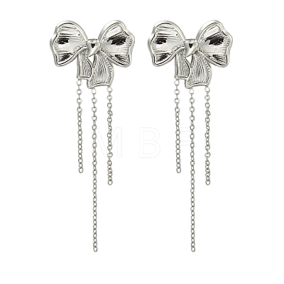 Non-Tarnish 304 Stainless Steel Chain Tassel Stud Earrings EJEW-G400-06P-1