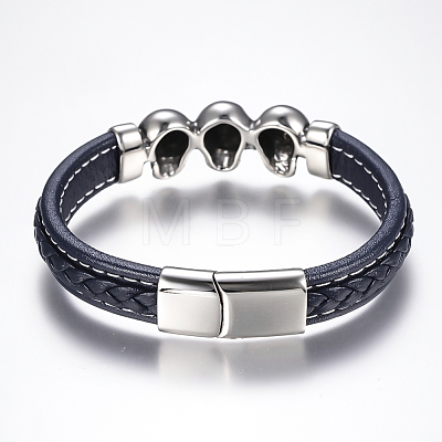 Men's Braided Leather Cord Bracelets BJEW-H559-18-1