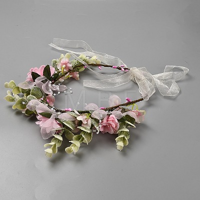 Cloth Artificial Flower Garland Headbands AJEW-WH20019-02A-1