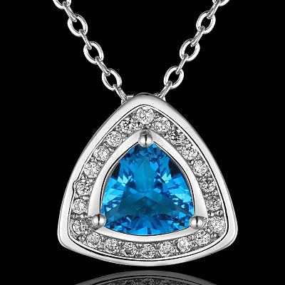 Real Platinum Plated Brass Cubic Zirconia Triangle Pendant Necklaces NJEW-BB07872-P-1