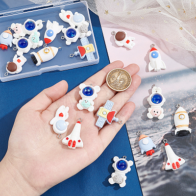   20Pcs 10 Styles Space Theme Opaque Resin Pendants FIND-PH0006-16-1