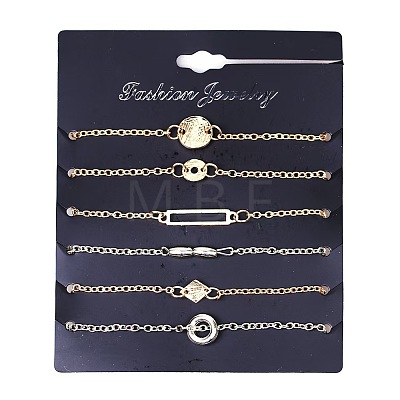 6Pcs 6 Styles Iron Alloy Link Bracelets Set JJ5494-7-1