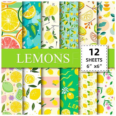 12 Sheets Lemon Scrapbook Paper Pad PW-WGA384B-01-1