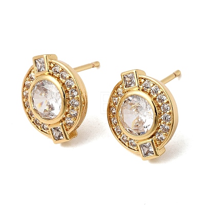 Brass Micro Pave Cubic Zirconia Stud Earrings EJEW-G471-05G-1