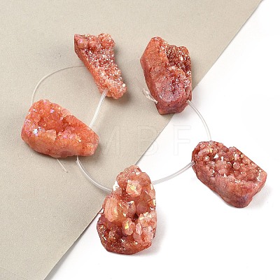 Electroplated Natural Druzy Agate Beads Strands G-N0259-05-1