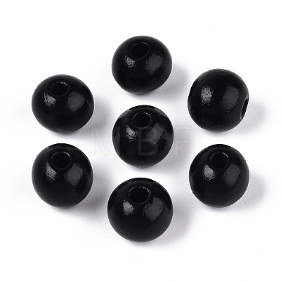 Spray Painted Round Natural Schima Wood Beads LS-WOOD-A018-12mm-03-1-1