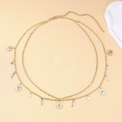 Alloy Moon Sun Star Double Layer Tassel Waist Chains WG6E939-01-1