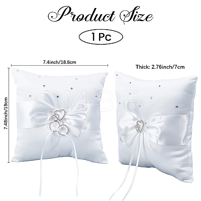 Square Polyester with Tribute Silk Wedding Finger Ring Display Pillow DIY-GF0014-14-1