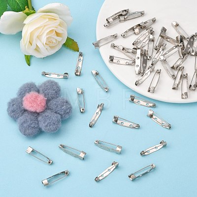 Iron Brooch Pin Back Safety Catch Bar Pins with 2-Hole X-IFIN-N3292-02-1