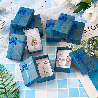 Rectangle Paper Jewelry Gift Boxes with Bowknot CON-TAC0010-79B-1