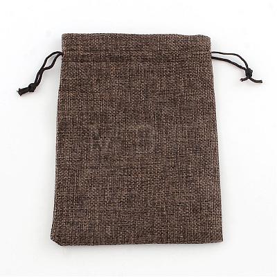 Polyester Imitation Burlap Packing Pouches Drawstring Bags ABAG-R004-18x13cm-10-1