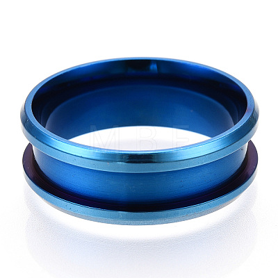 201 Stainless Steel Grooved Finger Ring Settings MAK-WH0007-16L-1