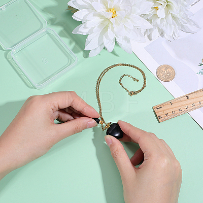 1Pc Natural Gemstone Heart Perfume Bottle Pendant Necklaces NJEW-PH0001-61A-1