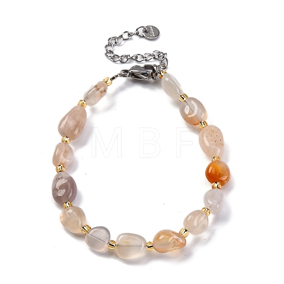 Natural Cherry Blossom Agate Beaded Bracelets for Women G-P563-07P-15-1