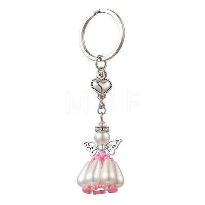 Acrylic Imitation Pearl Keychain KEYC-MZ00030-01-1