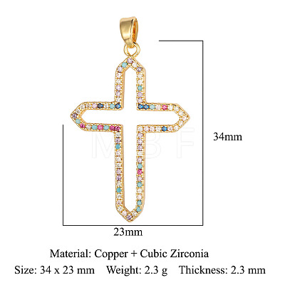 Brass Micro Pave Colorful Cubic Zirconia Pendants ZIRC-OY009-01G-1