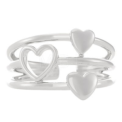 Heart Brass Open Cuff Rings for Women PW-WG5C5E9-08-1