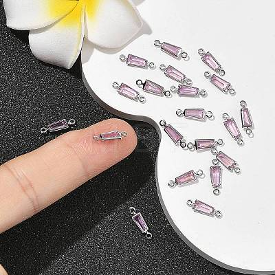 SHEGRACE Brass Pave Cubic Zirconia Trapezoid Connector Charms XGRQ2O907-444B-P-1