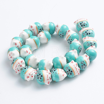 Handmade Printed Porcelain Beads PORC-G004-C02-1