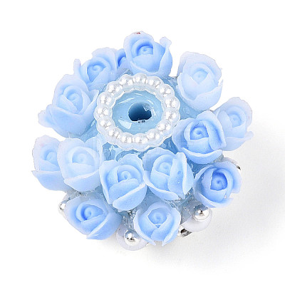 Acrylic with Resin Iron Rhinestone ABS Imitation Pearl Beads OACR-T031-04B-1