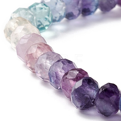 5mm Natural Fluorite Faceted Round Bead Stretch Bracelet for Girl Women BJEW-JB07116-1