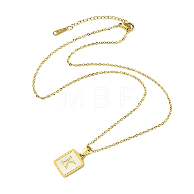 Ion Plating(IP) Rectangle with Initial Letter 304 Stainless Steel Pendant Necklace NJEW-R265-04G-K-1