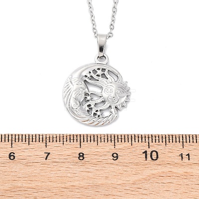 Moon & Star & Sun 304 Stainless Steel Pendant Necklaces NJEW-H059-14P-1